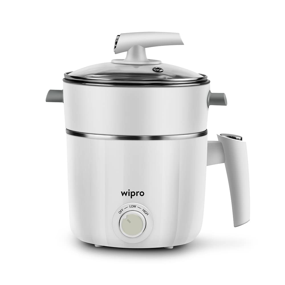 Wipro Vesta multicooker Kettle Dual Temperature Control Triple Protection 600 Watt Multi Cooker Electric Kettle (1.2 L, White)