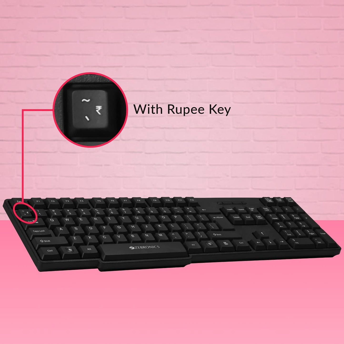 Zebronics Zeb-Companion 107 and Mouse Combo with Nano Receiver Wireless Laptop Keyboard (Black)