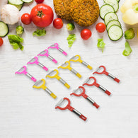 12-piece fruit and vegetable peeler set with various blades