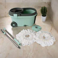 Ganesh Quick Spin Mop Steel Spin, Bucket Floor Cleaning, Easy Wheels & Big Bucket, Floor Cleaning Mop With Bucket, 2 Micro fiber head / Refill