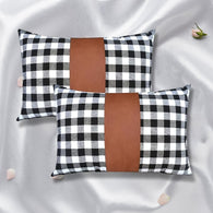 Pillow Covers, Leather & Cotton Cushion Covers (17 × 17 Inch / 1 Pair / 2 Pc)