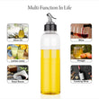 Clear plastic oil bottle, 1 liter, for convenient oil dispensing.