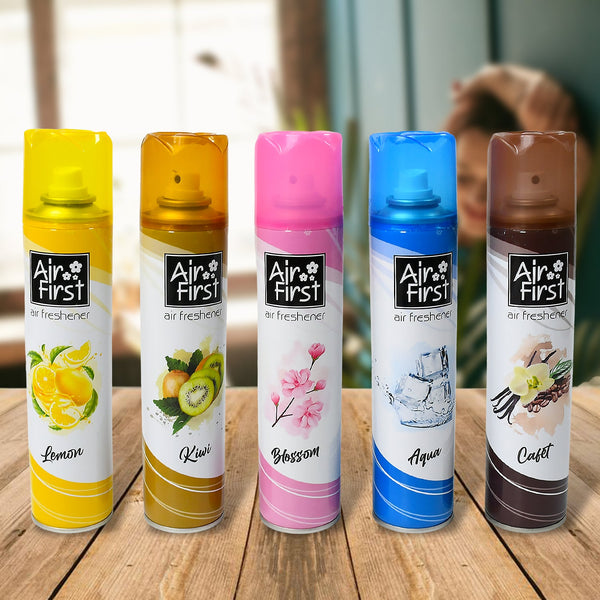 Air Freshener  | Used In Office, Home, Hotels, Banquets, Carpet Etc, Room Spray Air Freshener, Mix Fragrance Lemon, Kiwi, Blossom, Aqua, Cafet (300 Ml Approx / 1 Pc)