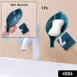 Soap Holder Leaf-Shape Self Draining Soap Dish Holder, With Suction Cup Soap Dish Suitable for Shower, Bathroom, Kitchen Sink