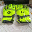 Football gloves showing super grip palm and protective features