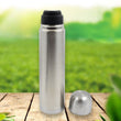 Vacuum Flask With Cover, 18/8 Stainless Steel | Hot and Cold Water Bottle with Push-Down Lid | Double Walled Stainless Steel Bottle for Travel, Home, Office, School, Picnic (750 ML)