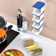 Wall-mounted 4-layer seasoning box, rotary design, includes storage spoon.