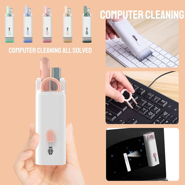 7 in 1 Electronic Cleaner kit, Cleaning Kit for Monitor Keyboard Airpods, Screen Dust Brush Including Soft Sweep, Swipe, Airpod Cleaner Pen, Key Puller and Spray Bottle   02