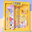 Metal pencil box and stationery set for kids, includes sharpener and erasers