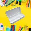 White 3-compartment compass pencil box for school kids