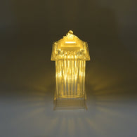 Lantern-shaped LED light with flickering crystal candle effect