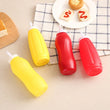 Plastic squeeze bottles for sauces, 2-pack, ideal for ketchup and mustard.