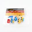 Set of pencils and erasers for kids with a construction truck theme