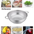 Stainless Steel Colander with Handle, Large Metal Mesh Basket Strainer for Pasta, Spaghetti, Berry, Veggies, Fruits,  Kitchen Food Colander, Safe (1 pc / 25.5 cm)