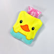 Small hot water bag with yellow duck design for pain relief.