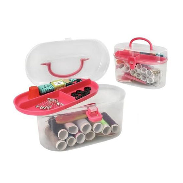 Compact travel sewing kit with essential tools in a durable box for on-the-go use