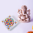 1 Pc Meenakari Wooden Chowki & Bajot Set: For Home & Office Puja (Multicolor)