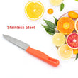 Kitchen knife with stainless steel blade and protective cover for safe use