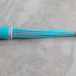 Plastic broom for cleaning, showing bristles and base