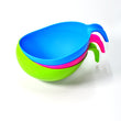 Set of plastic bowls and strainers with handles, for food prep