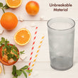 Unbreakable plastic glasses for juice and beer