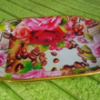 Small Plastic Flower Printed Design Serving Tray (1 Pc / 27 x 18 CM / Mix Color)