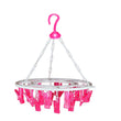 Sturdy multicolour round drying hanger with 24 clips.