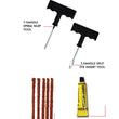 Puncture repair kit with rubber cement and tools