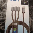 3-in-1 Super Fast Charging Cable 100w, Multifunctional Convenient Super Fast Charging Cable Nylon Braided Cord, 3-in-1 Silicone Zinc Alloy 3 Head Charging Cable