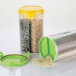 Transparent storage dispenser container for kitchen, 3-in-1 design.