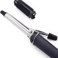 Black hair curling iron rod with heat control.