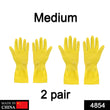 Yellow gloves for household and garden use