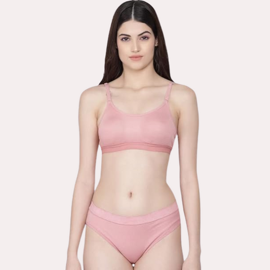Wire-Free Women's Cotton Sports Bra Panty Set (2 pack)