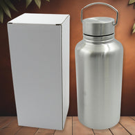 Large stainless steel water bottle, leak-proof, with handle