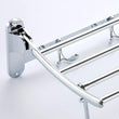 Space-saving foldable towel rack in stainless steel for bathrooms.