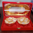 5in1 Gold Silver Plated 2 Bowl 2 Spoon Tray Set Brass with Red Velvet Gift Box Serving Dry Fruits Desserts Gift