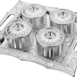 Airtight snack tray with 4 section bowls.