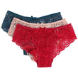 3 Pack Mid Rise Transparent Lace Panties