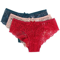 3 Pack Mid Rise Transparent Lace Panties