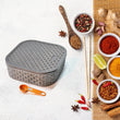 Plastic masala container with 7 sections and wooden style design