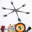 Set of six steel forks, premium quality, ideal for home and kitchen.