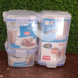 View of clear food storage containers with durable lids