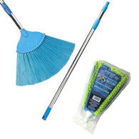 Ceiling broom fan designed for cleaning and dusting high surfaces and floors.