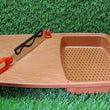 Sturdy chopping board with holder for kitchen use.