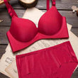 Red Seamless Underwired Lace Bra Panty Set