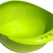 Plastic bowl with strainer function, suitable for washing rice, fruits, and vegetables.