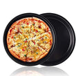 Versatile round baking tray for cakes and pizzas.