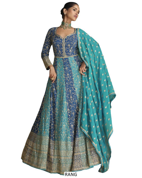 Gown with Embroidered Dupatta