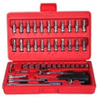 Socket 1 / 4 Inch Combination Repair Tool Kit (Red, 46 pcs)