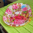 Big Plastic Flower Printed Design Serving Tray (1 Pc / 35 x 24 CM / Mix Color)